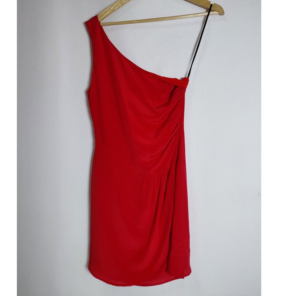 MM COUTURE by Miss Me Silk Blend One Shoulder Dress Red Short Sleeveless Size XS